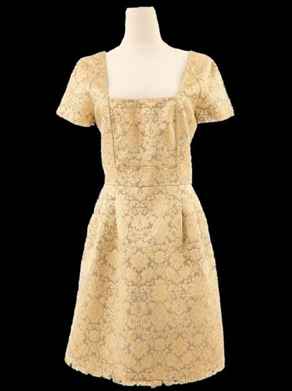 Excellent Paul&Joe Yellow Floral Brocade Dress Size M