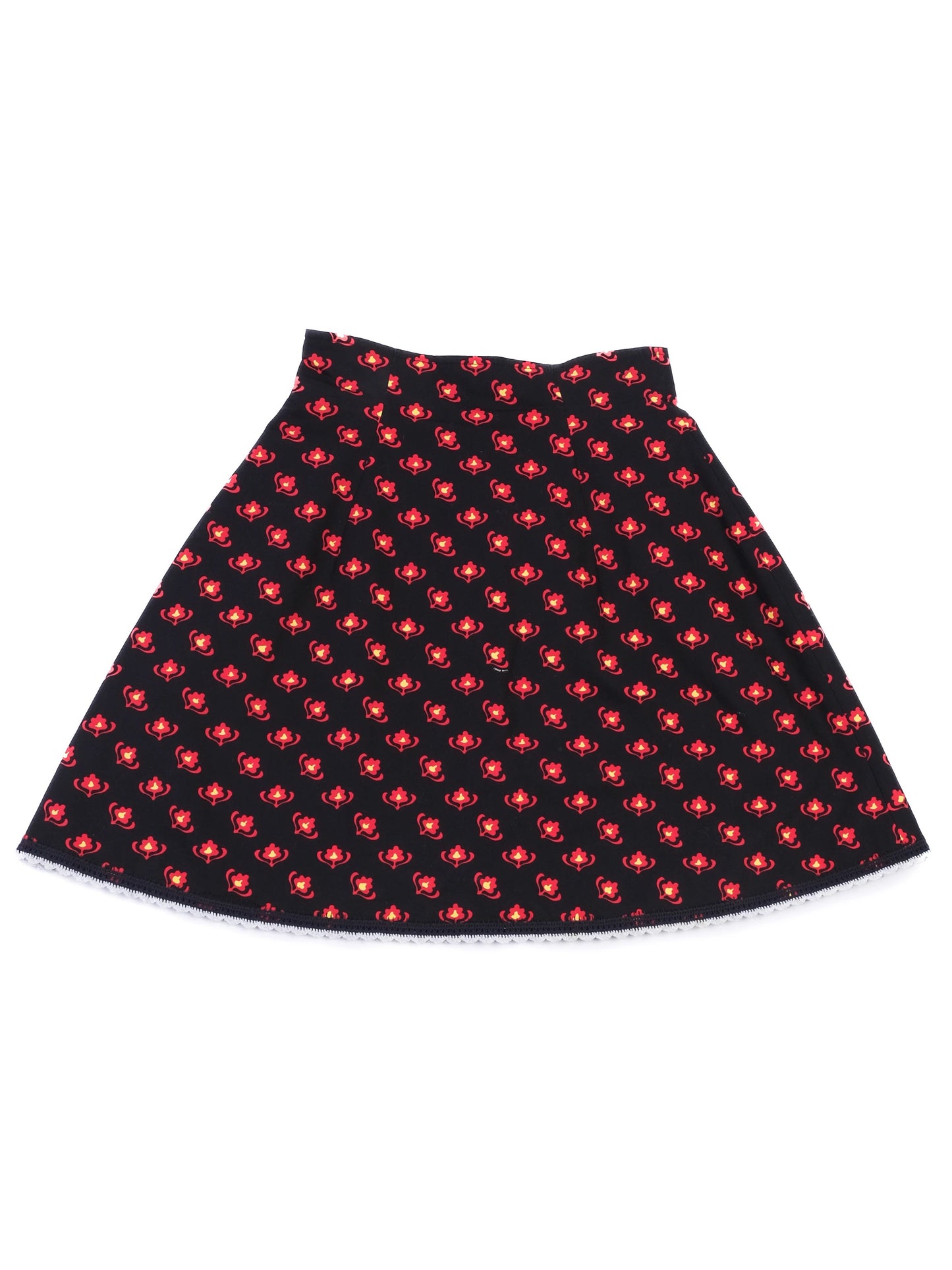 excellent miu miu black floral cotton skirt size m made in italy