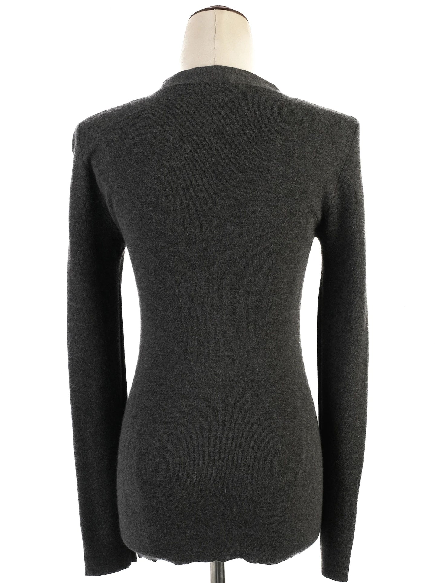 average brunello cucinelli gray silk v-neck sweater size s