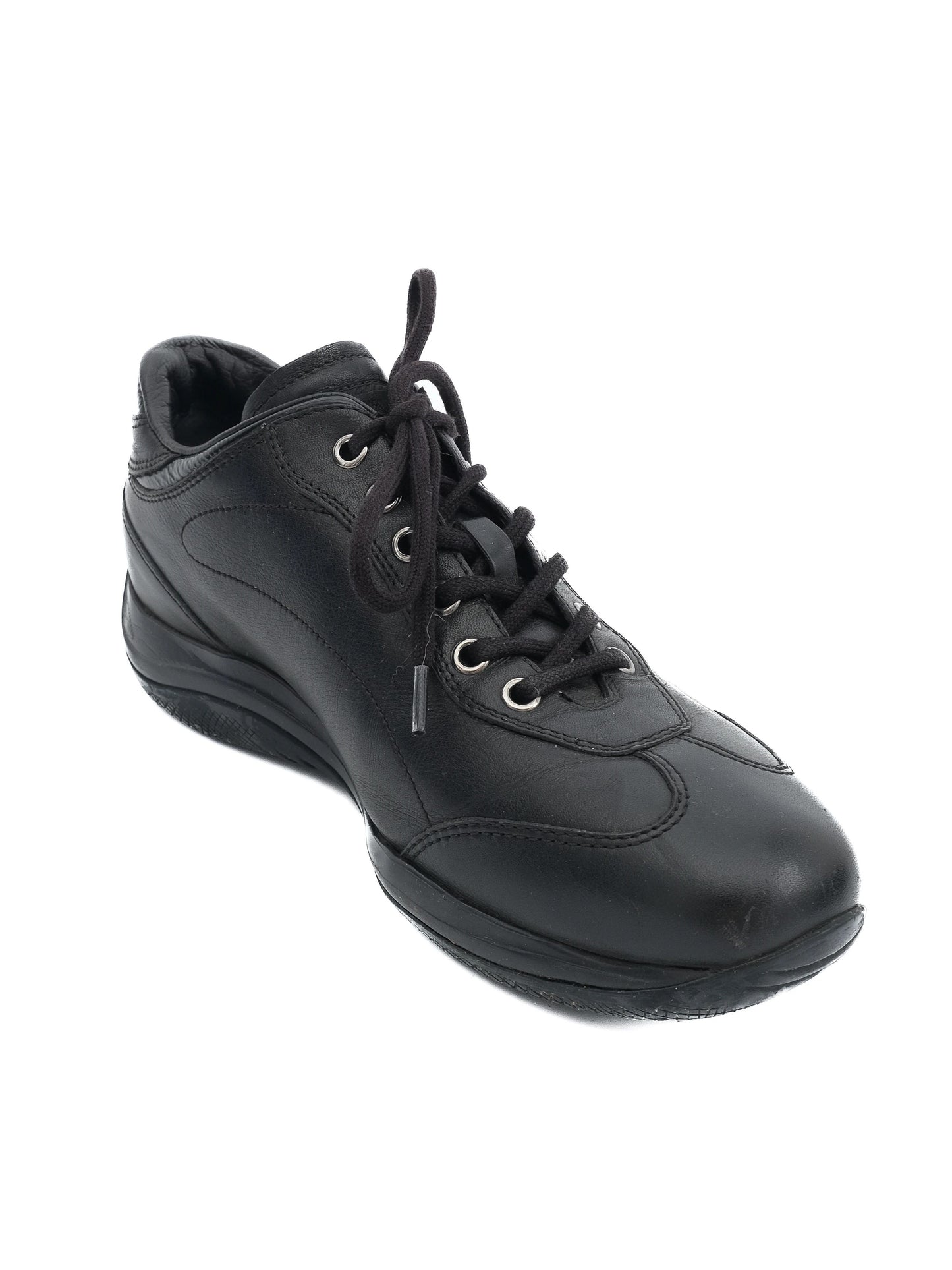excellent prada black leather sneakers size 36 for women
