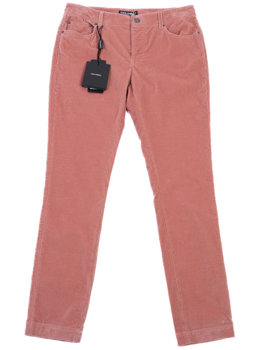 NEW Dolce Gabbana Pink Corduroy Pants Size L Women's