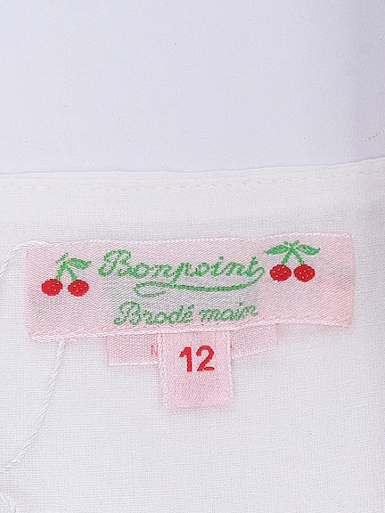 Bonpoint Excellent Condition White Flannel Dress Size 12 with Floral Embroidery