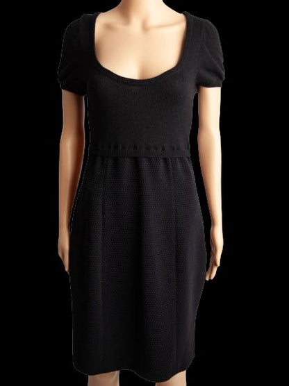 Good Moschino Black Dress M Polyester Knitted Top with Dotted Skirt
