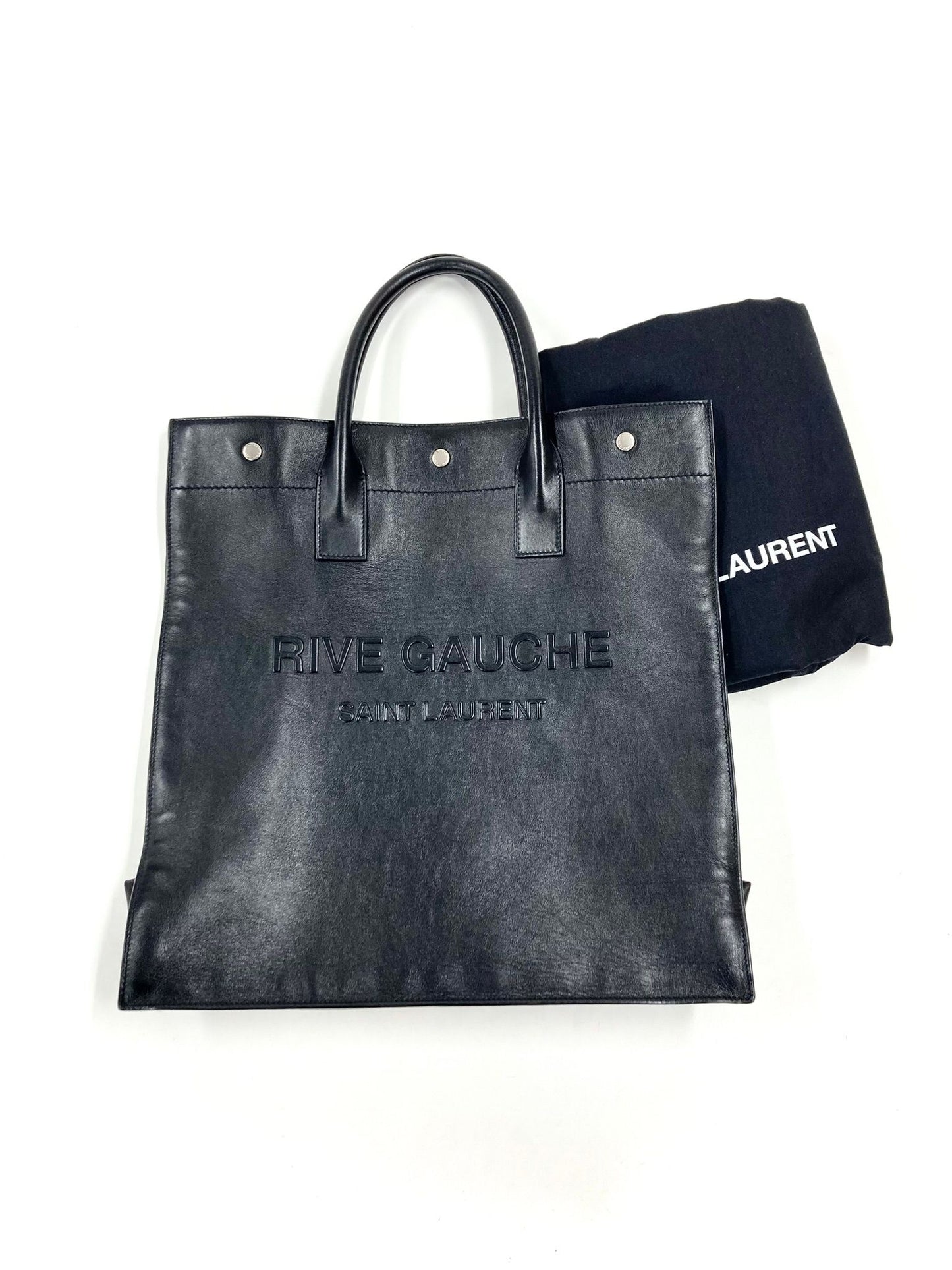 yves saint laurent tall rive gauche tote bag black,leather