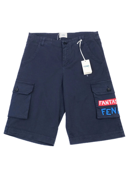 Excellent Fendi Kids Blue Cargo Shorts Size 10 Cotton