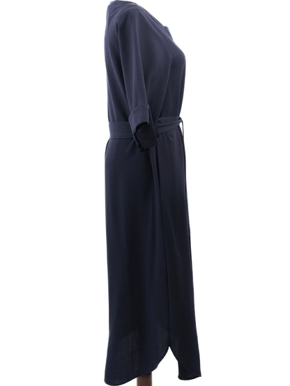 Excellent Cos Blue Wool Full-Length Dress with Belt Size XS
