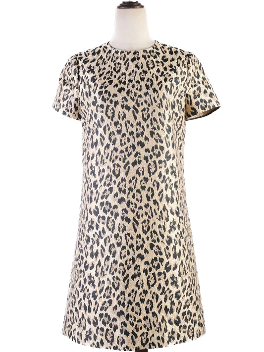 Excellent Valentino Leopard Print Silk Dress Size L - Combined Color