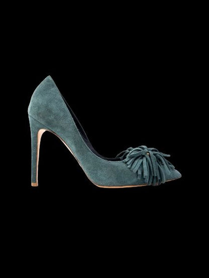 Excellent R&Renzi Green Leather High-Heeled Pumps Size 36.5