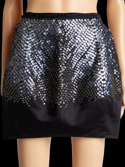 good pinko black sequined skirt silk blend women's size m