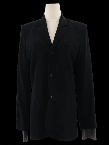 excellent jean-paul gaultier black wool blazer size xl for women