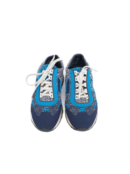 Excellent Prada Blue Textile Sneakers Size 38 with Speckled Pattern