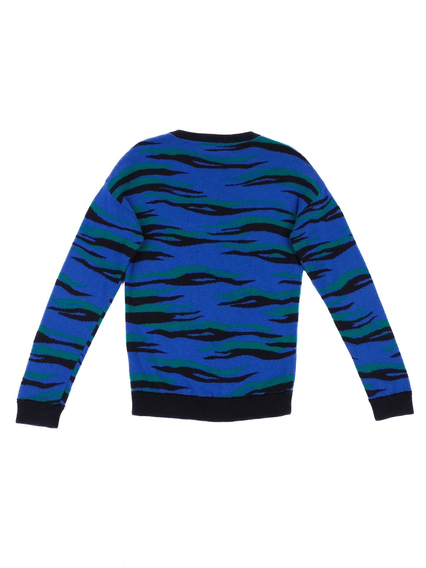 excellent kenzo kids blue wool sweater size 10 with tiger design