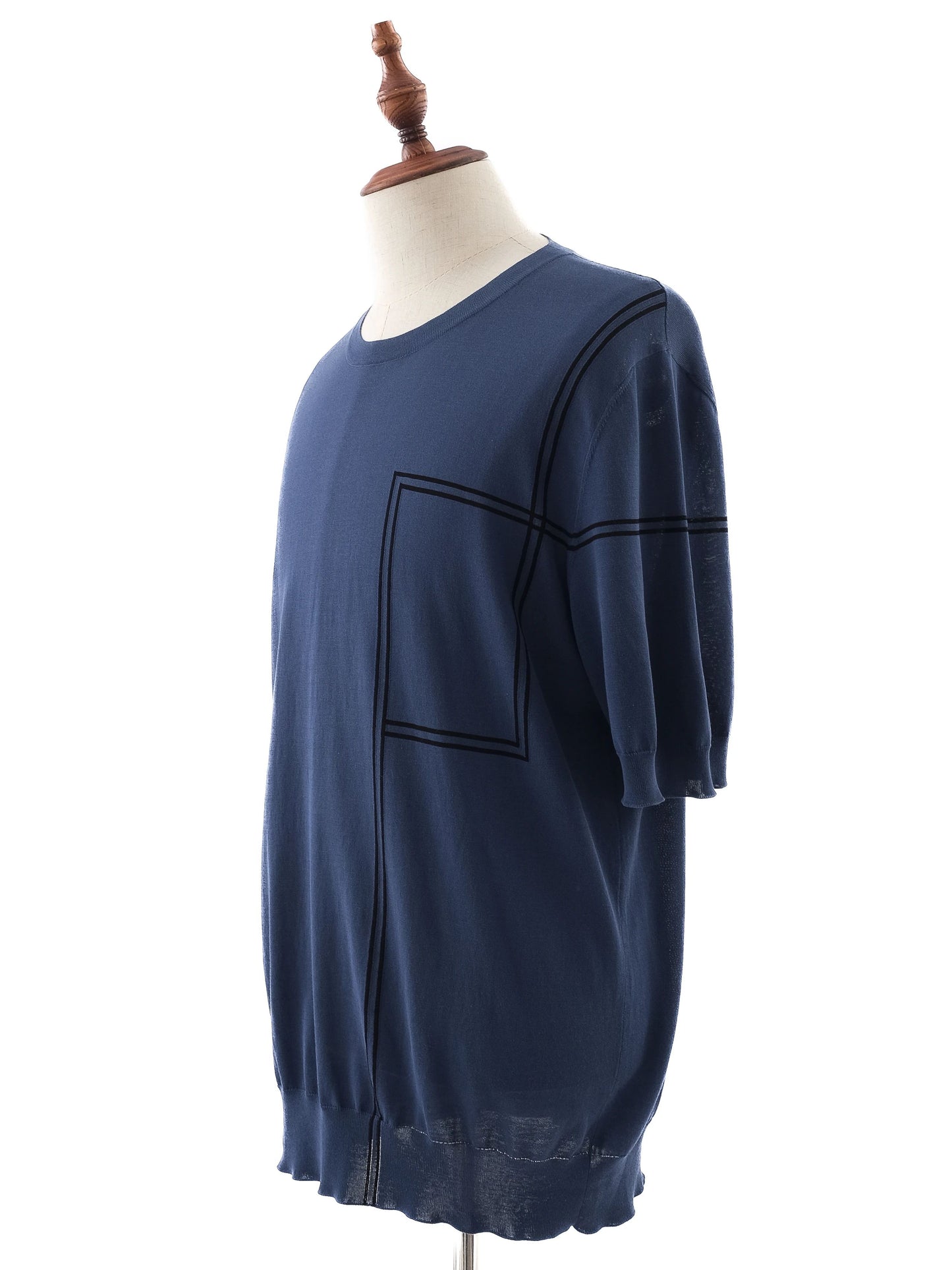 excellent hermes blue cotton men's sweater size l with geometric design