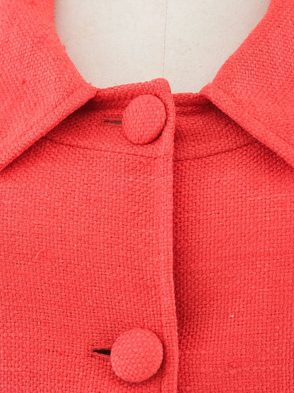 Excellent Luisa Spagnoli Red Silk Jacket Size L with Large Buttons