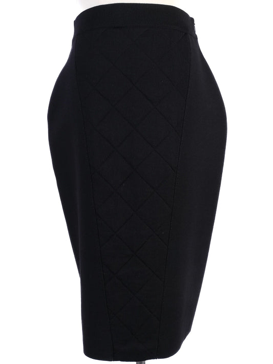 Excellent Givenchy Black Wool Pencil Skirt Size S with Quilted Sides