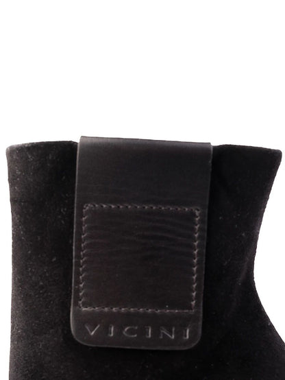 Vicini Black Leather Ankle Boots Size 39 with Block Heel