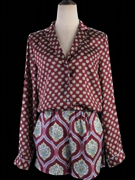 excellent pinko red two-piece clothing set women's sleepwear