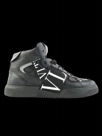 excellent valentino black leather high-top sneakers size 40