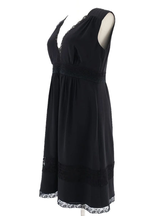 Prada Black Silk Dress with Lace Detailing Size L Excellent