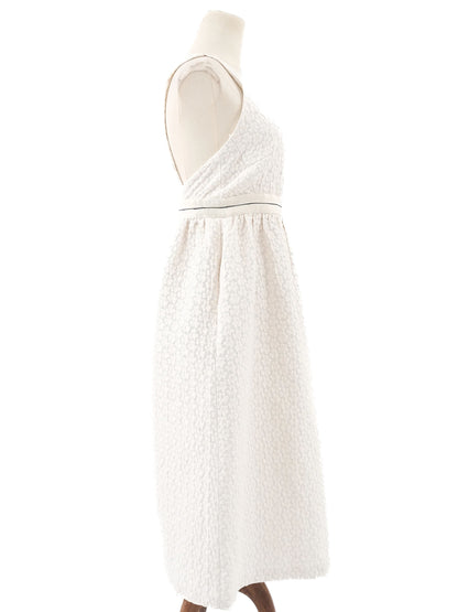 Excellent Tara Jarmon White Viscose Sleeveless Dress Size M