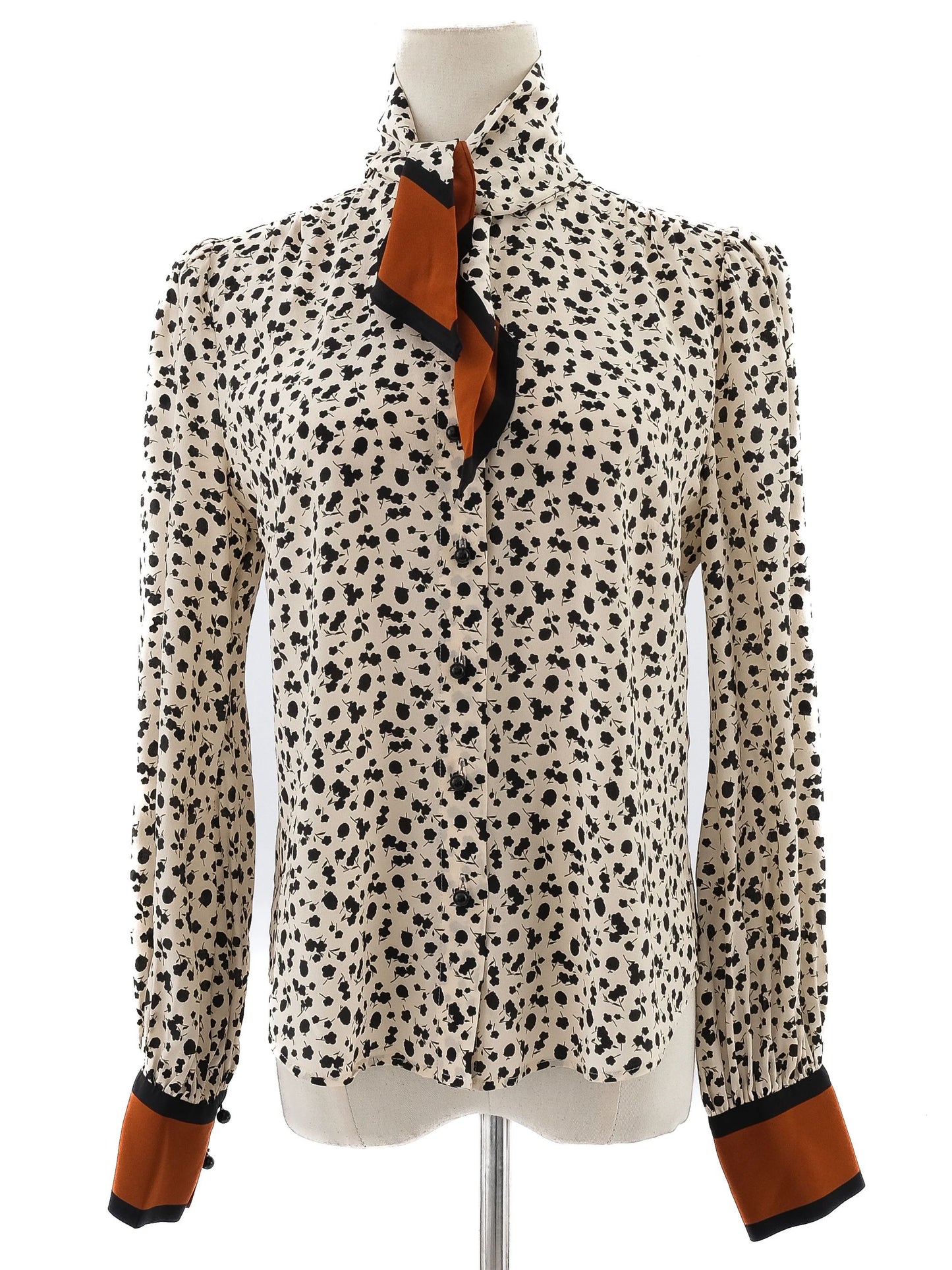 excellent l.k.bennett long-sleeve silk polka dot blouse size s
