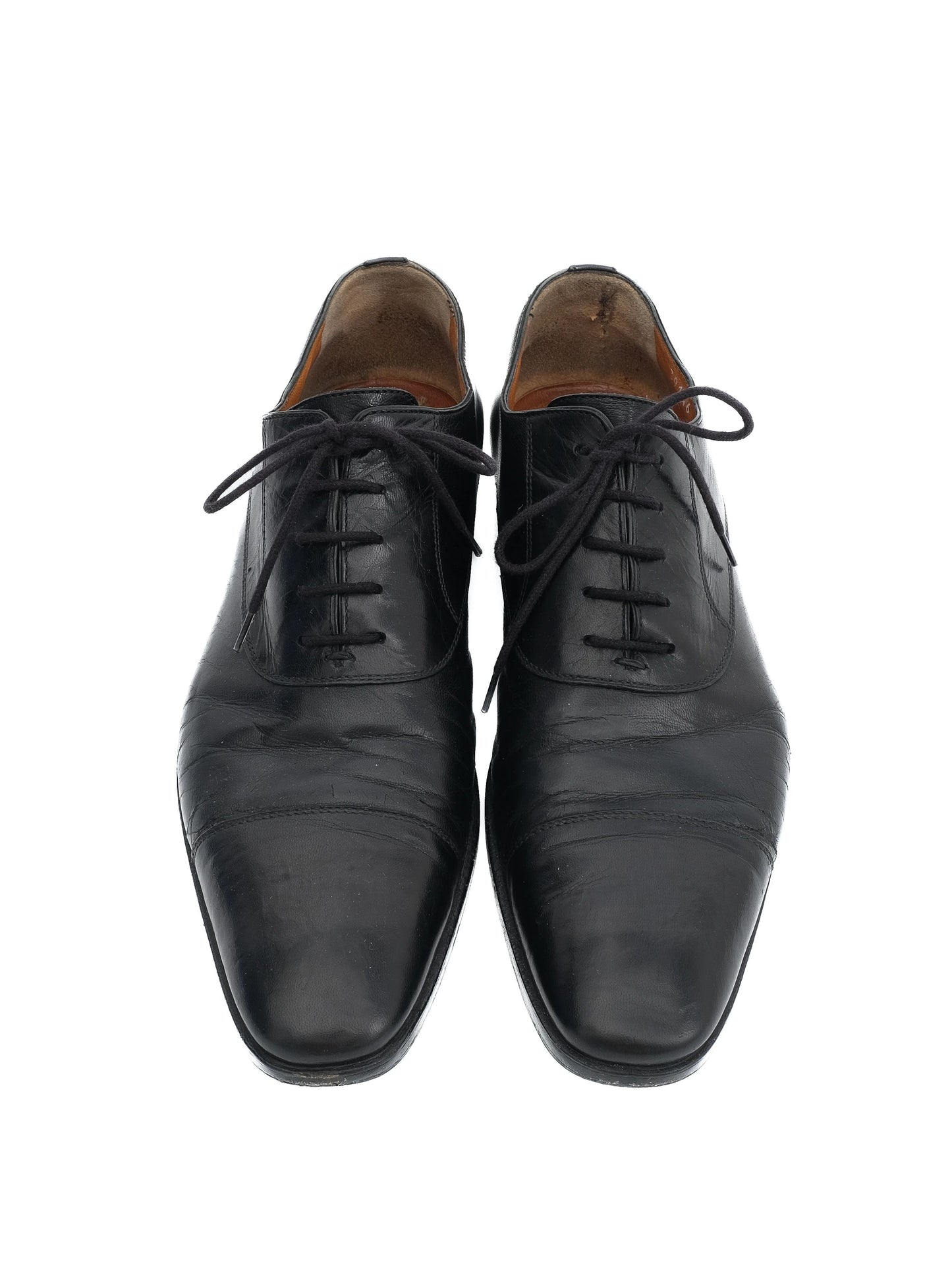 excellent moreschi black leather dress shoes size 41 for men