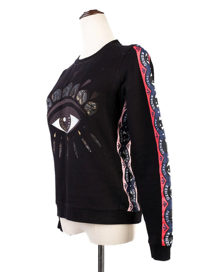 Excellent Kenzo Black Sweatshirt S Eye Design Colorful Stripes
