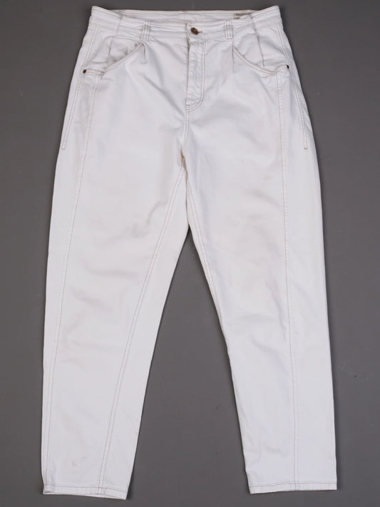 Excellent Brunello Cucinelli White Tapered Leg Pants Size XL