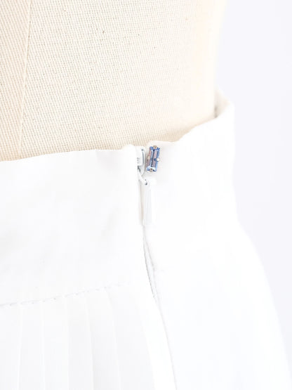 NEW Sportmax White Pleated Midi Skirt with Side Zipper Size N/A