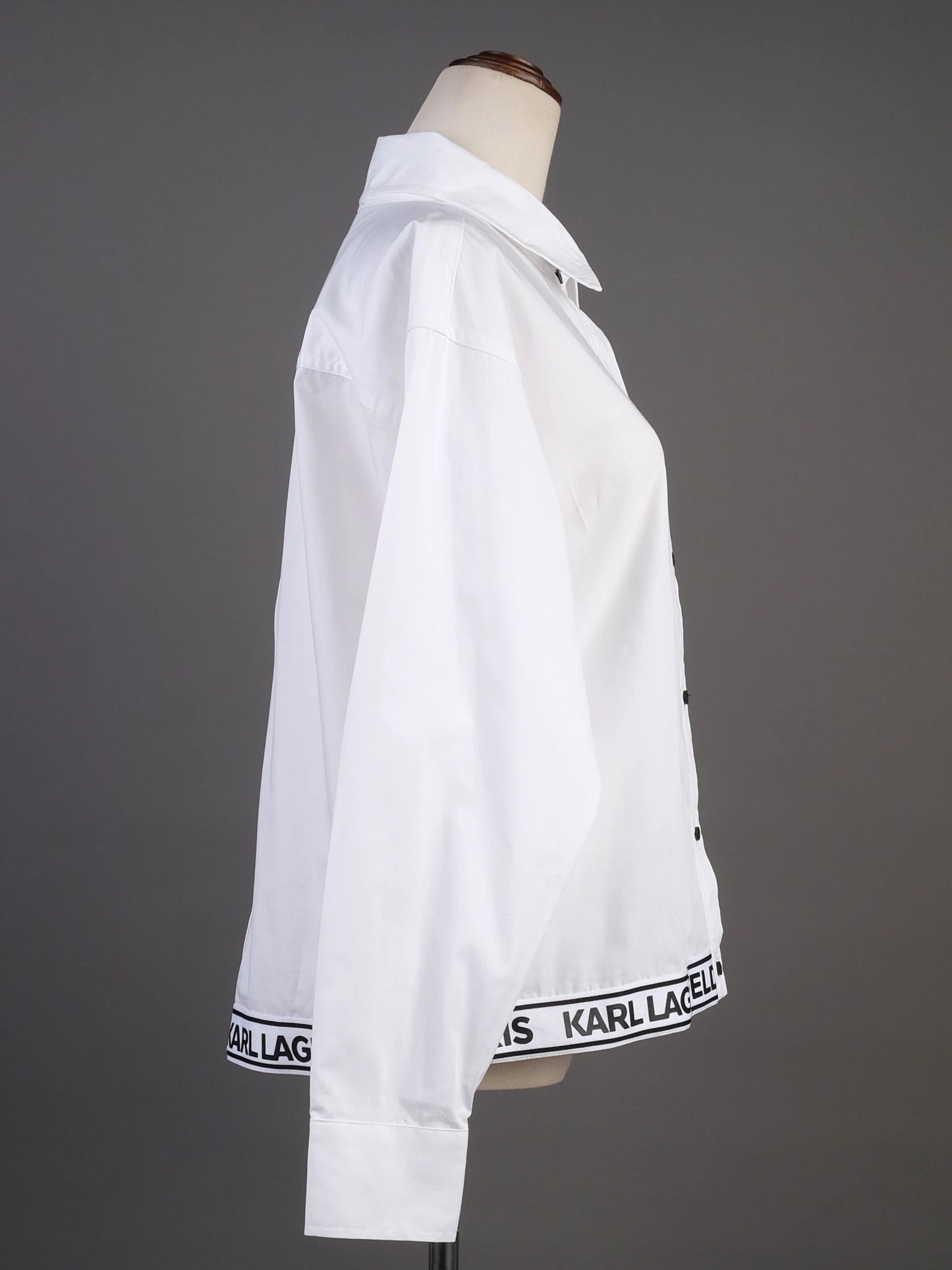excellent karl lagerfeld white cotton button-up shirt size s
