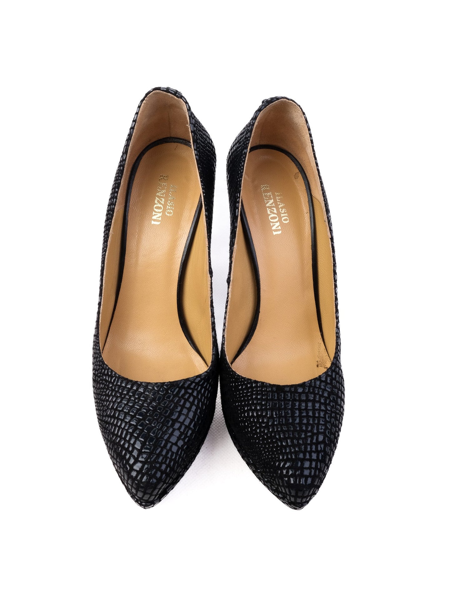 new renzoni black leather high-heeled shoes size 38