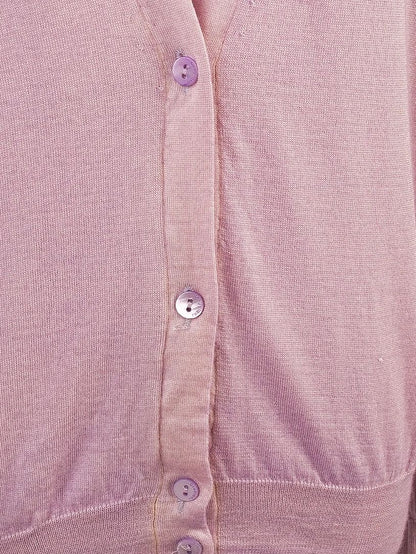 Excellent Cruciani Purple Silk Cardigan Size L V-Neck Long Sleeve