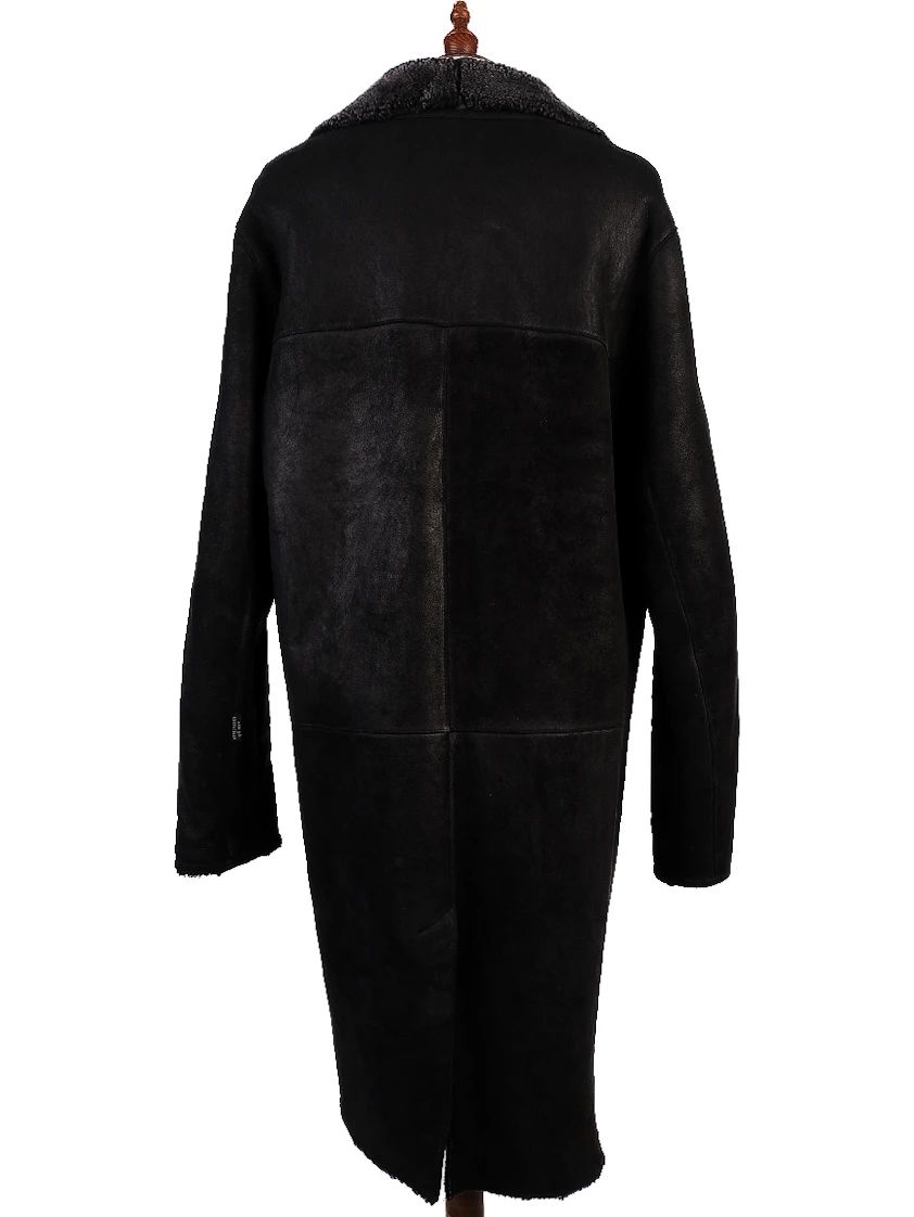 average mario botticelli black coat with textured fur-like collar