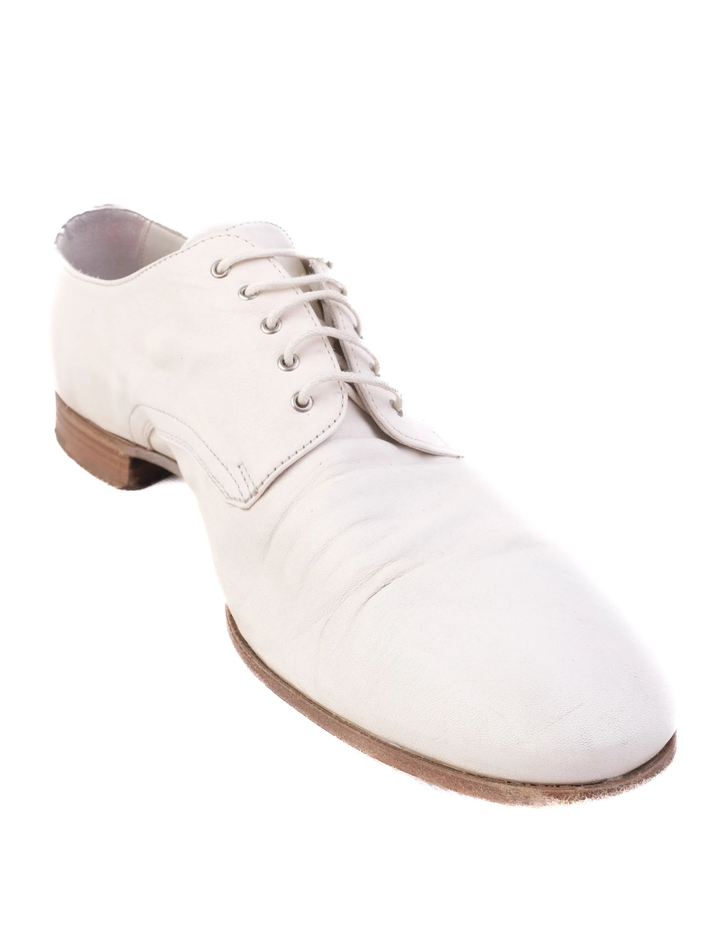 average condition saint laurent white fabric dress shoes size 43