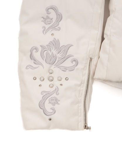 Excellent Bogner White Quilted Jacket with Hood Size M