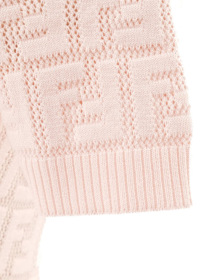 Excellent Fendi Pink Short Sleeve Knit Top Size XS Viscose