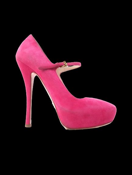 excellent prada pink leather high-heeled mary jane size 39