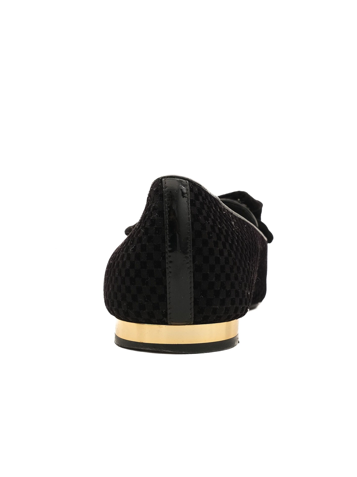 excellent louis vuitton black textile flat shoes size 38 with bow