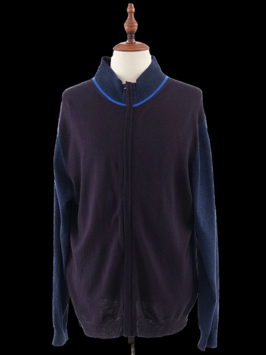 excellent armani collezioni dark blue & black wool cardigan size xl