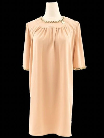 Excellent Elisabetta Franchi Orange Dress Size L with Gold Accents