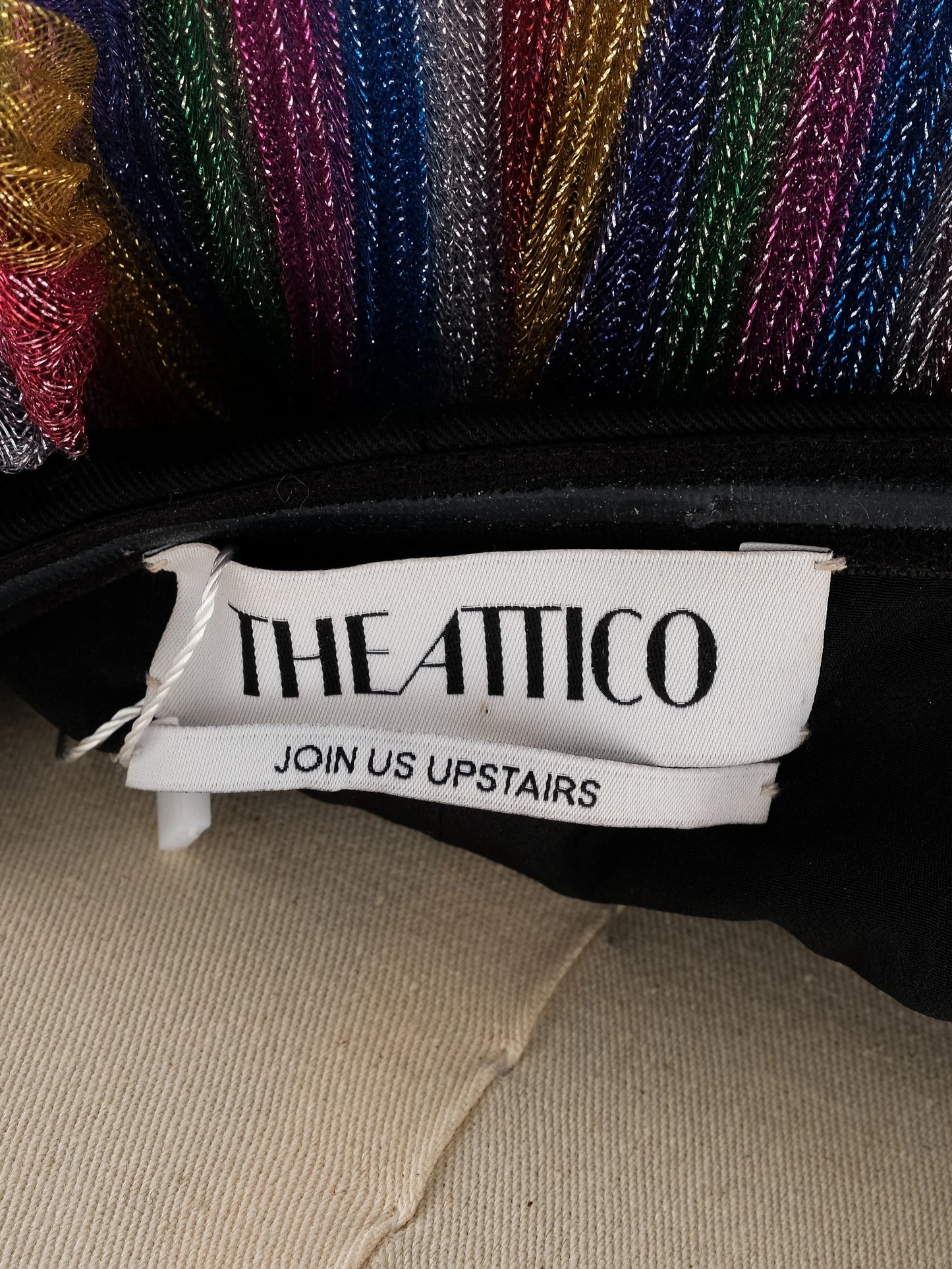 excellent the attico off-shoulder dress m multicolored polyester