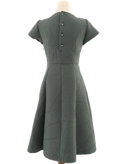 Excellent MaxCo Green Fit-and-Flare Dress Size S Polyester