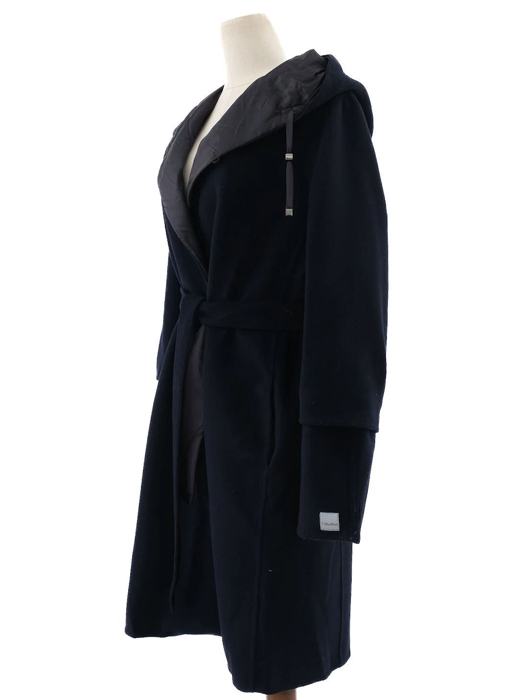 excellent max mara black wool hooded coat size xxl