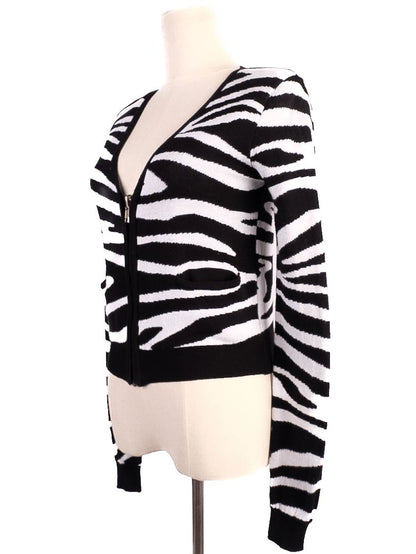 Excellent Balmain Zebra Print Cardigan Cotton Size N/A