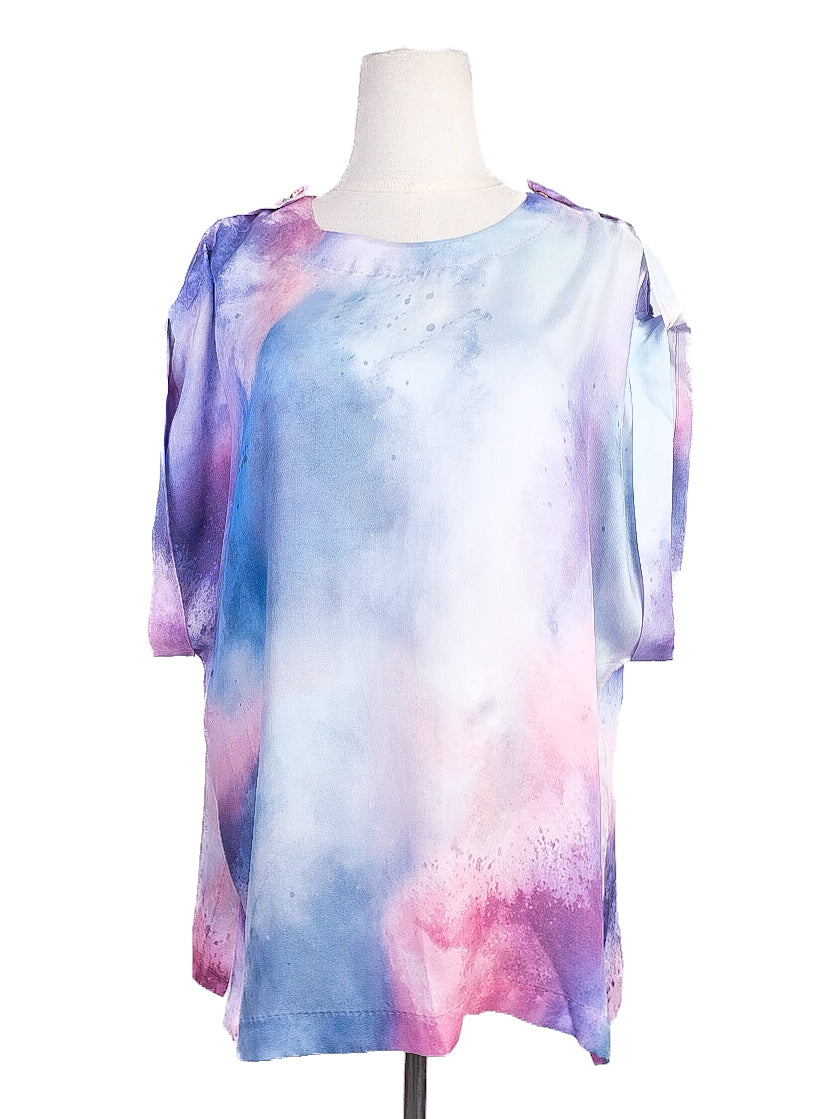 new escada black t-shirt xl colorful floral design cotton