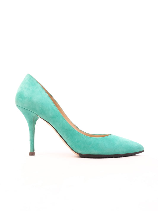 Excellent Dolce Gabbana Green Leather High-Heels Size 38.5