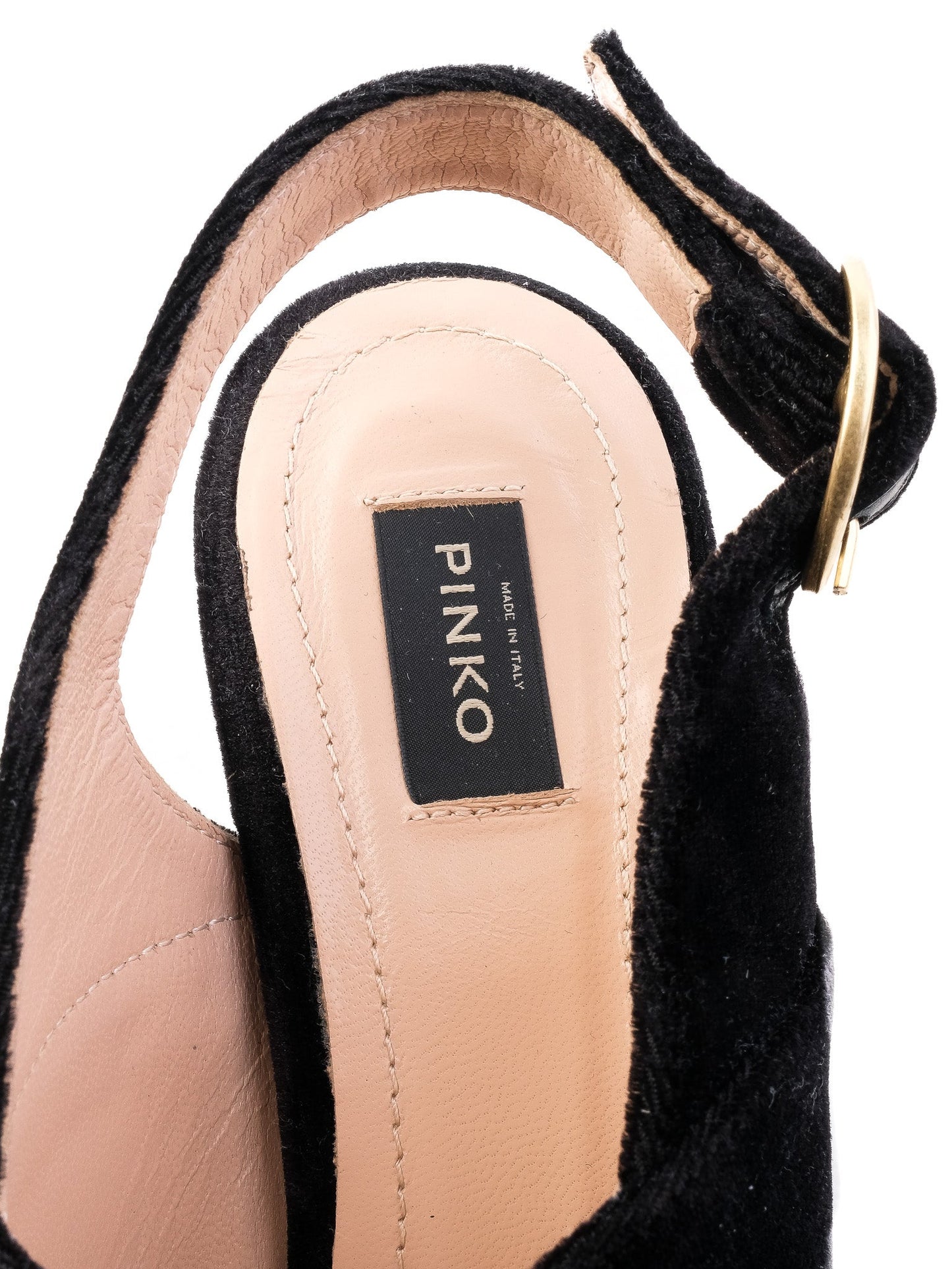 excellent pinko black leather high-heeled sandals size 37