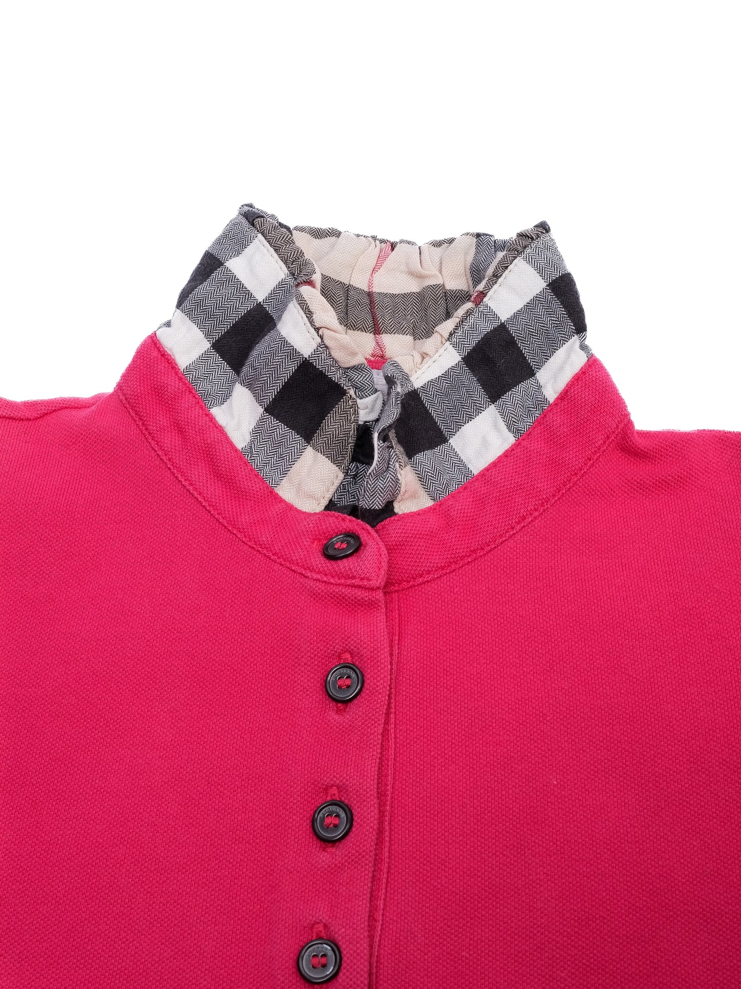 excellent burberry kids pink short-sleeve top size 6 checked collar