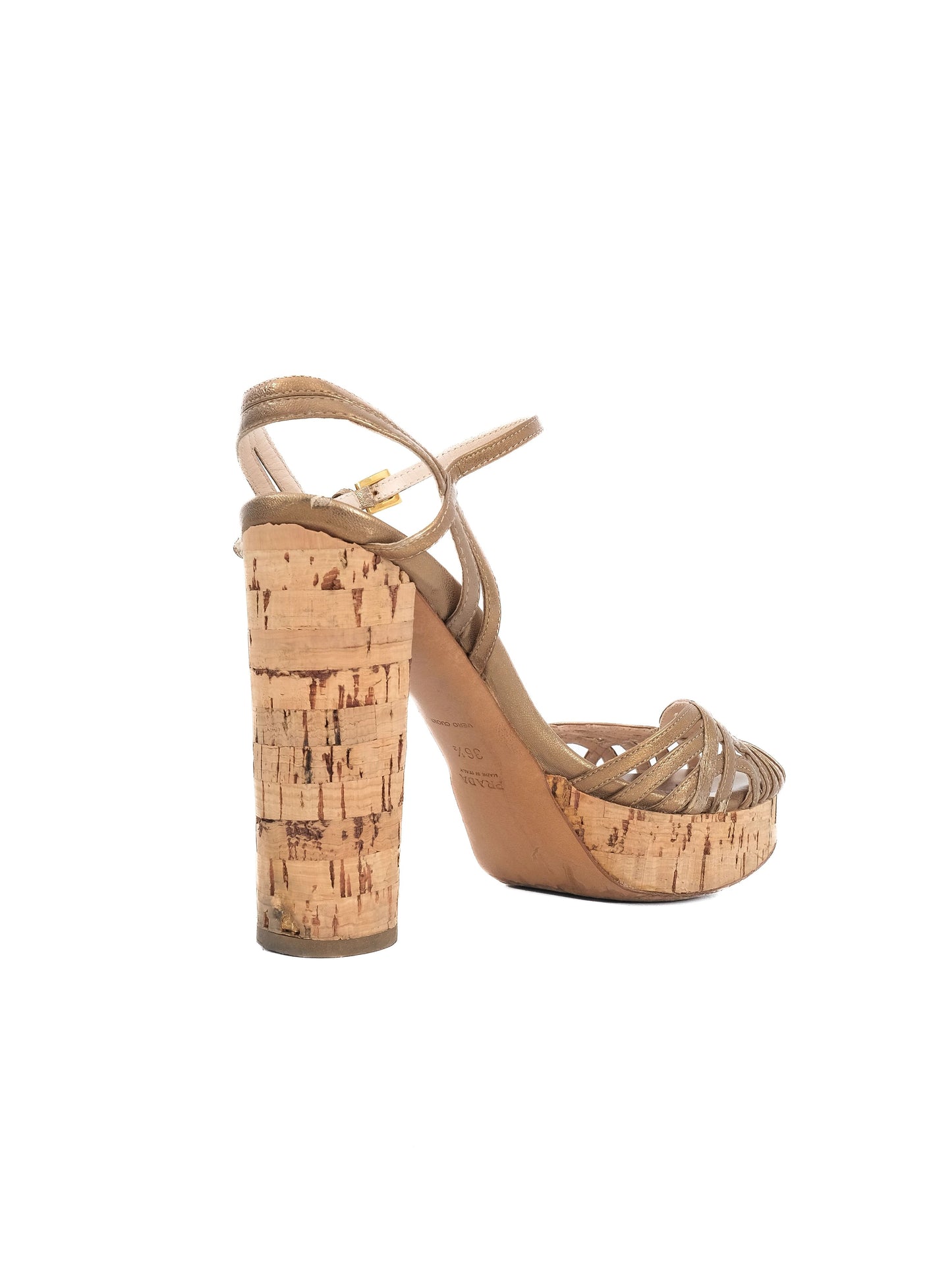 excellent prada orange leather high-heeled sandals size 36.5