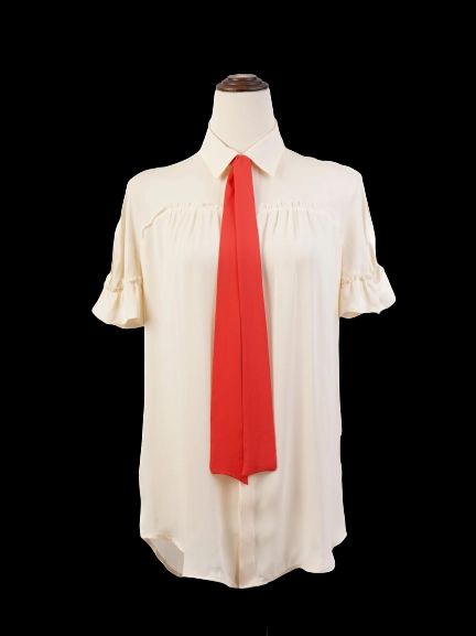 excellent dsquared2 women's yellow cotton blouse with red necktie m